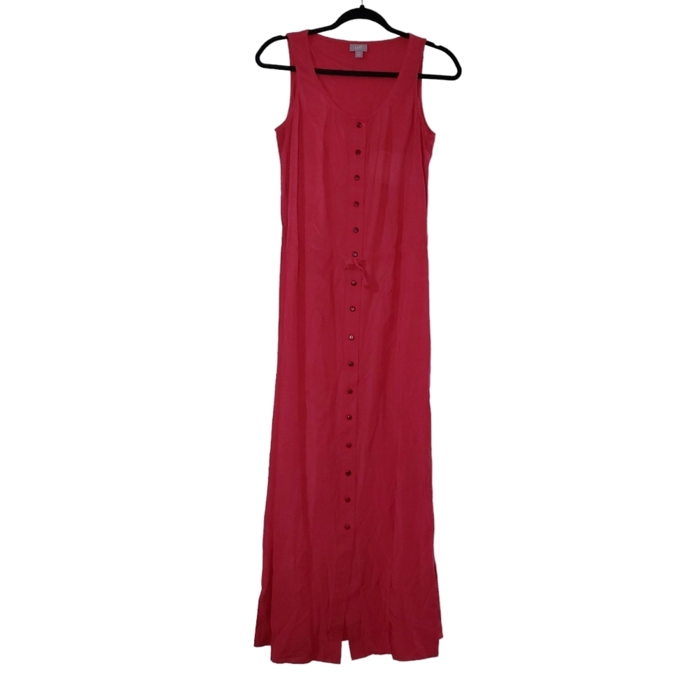 J.Jill Button Front Adjustable Drawstring Waist Maxi Dress